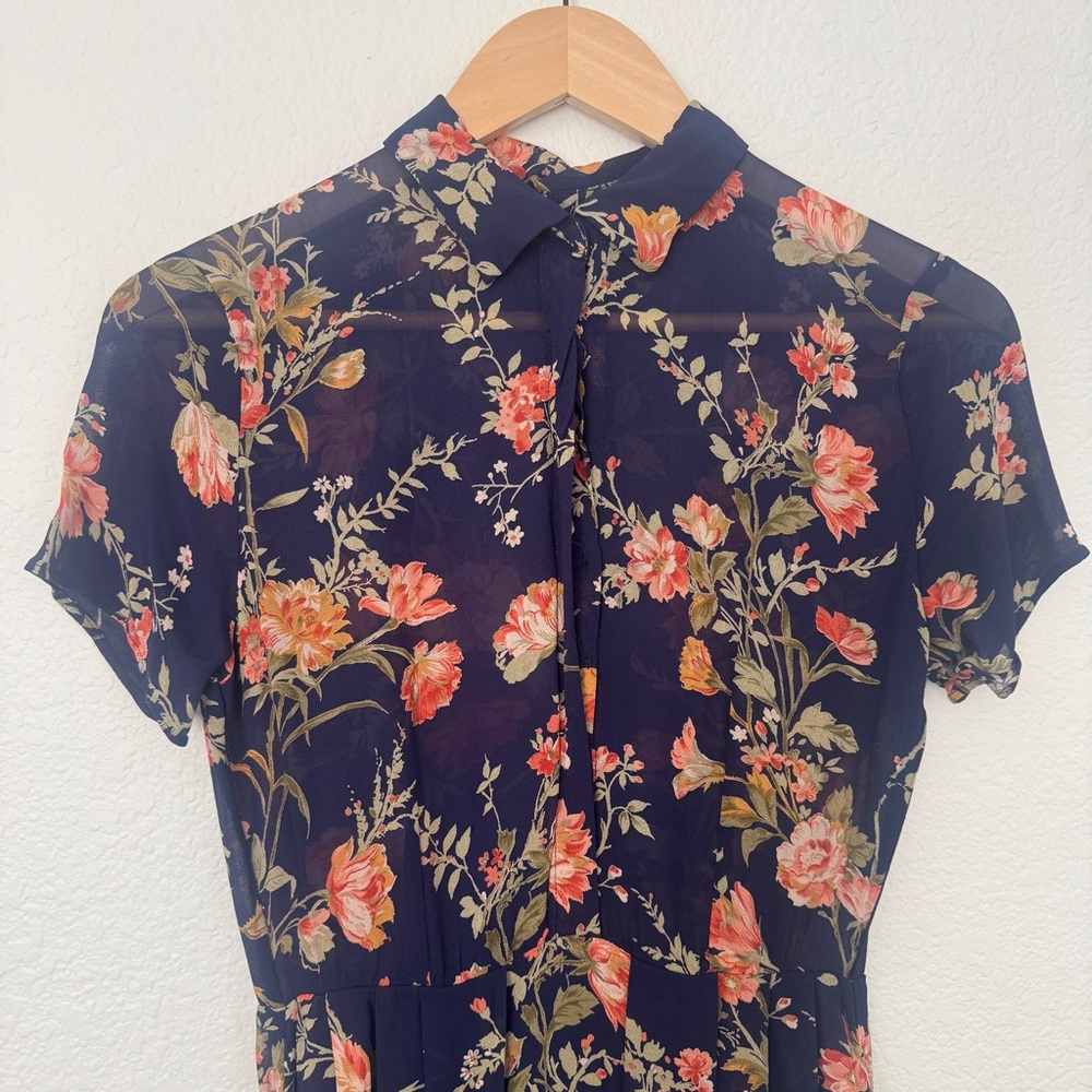 Reformation Dark Blue Floral Midi Dress - Picture 2 of 5